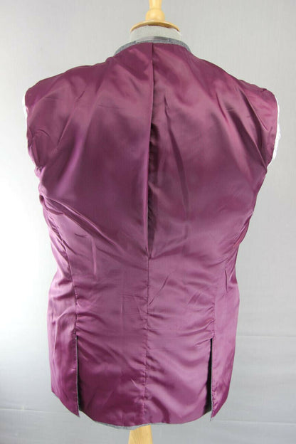 BRAND NEW WOOL RICH BLEND CHECKED GREY JACKET: 38 INCH CHEST (LONG FIT)