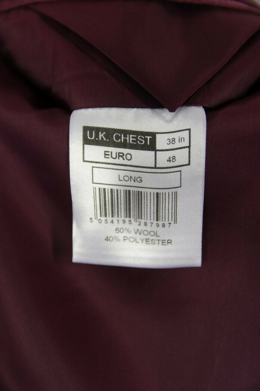 BRAND NEW WOOL RICH BLEND CHECKED GREY JACKET: 38 INCH CHEST (LONG FIT)