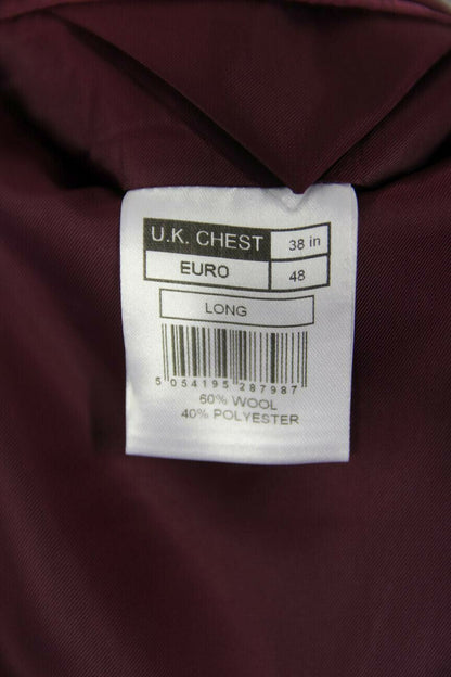 BRAND NEW WOOL RICH BLEND CHECKED GREY JACKET: 38 INCH CHEST (LONG FIT)