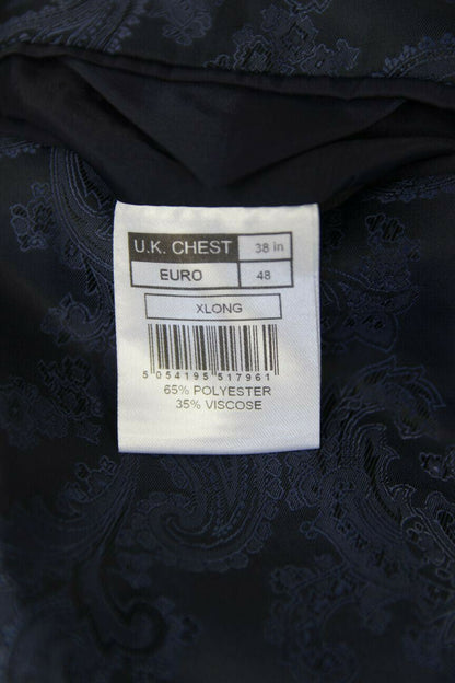 BRAND NEW BLUE JACKET: 38 & 40 INCH CHEST (EXTRA LONG, TAILORED FIT)