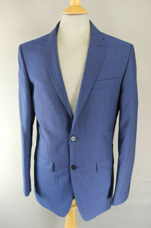 BRAND NEW WOOL RICH BLEND BLUE JACKET: 36 INCH CHEST (LONG FIT)