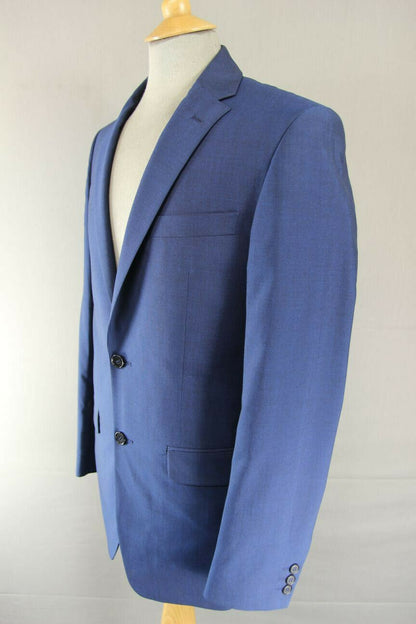 BRAND NEW WOOL RICH BLEND BLUE JACKET: 36 INCH CHEST (LONG FIT)