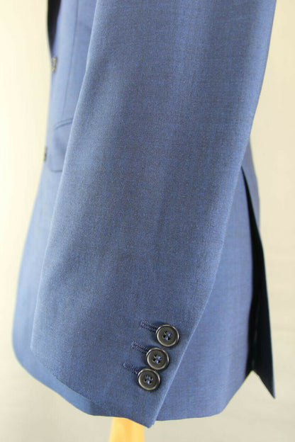 BRAND NEW WOOL RICH BLEND BLUE JACKET: 36 INCH CHEST (LONG FIT)