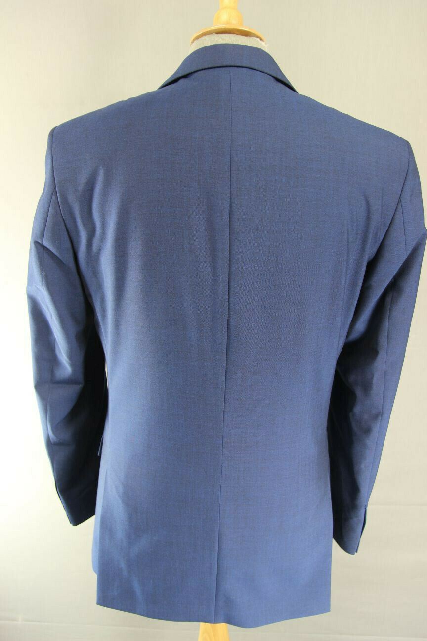 BRAND NEW WOOL RICH BLEND BLUE JACKET: 36 INCH CHEST (LONG FIT)