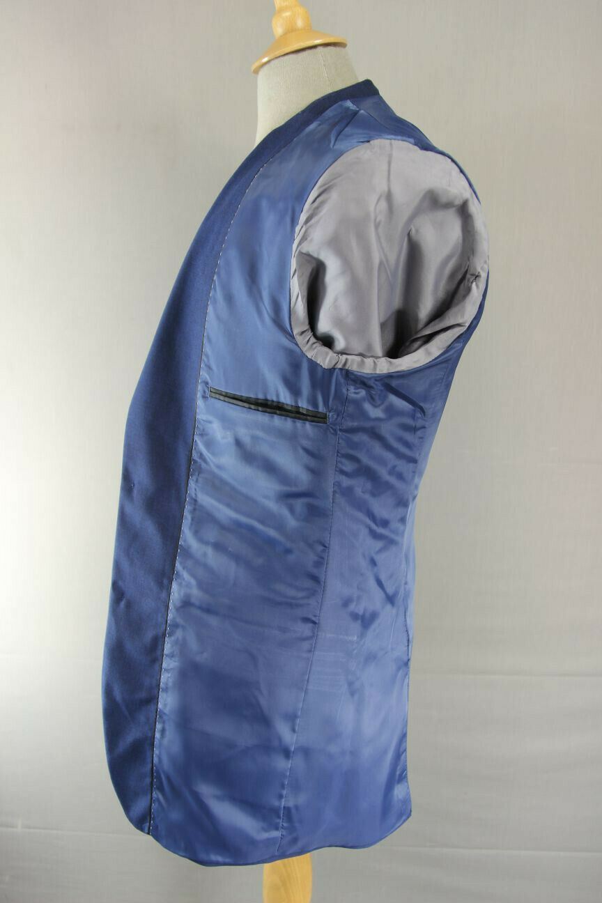 BRAND NEW WOOL RICH BLEND BLUE JACKET: 36 INCH CHEST (LONG FIT)