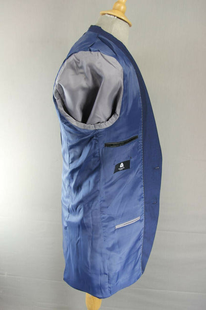 BRAND NEW WOOL RICH BLEND BLUE JACKET: 36 INCH CHEST (LONG FIT)