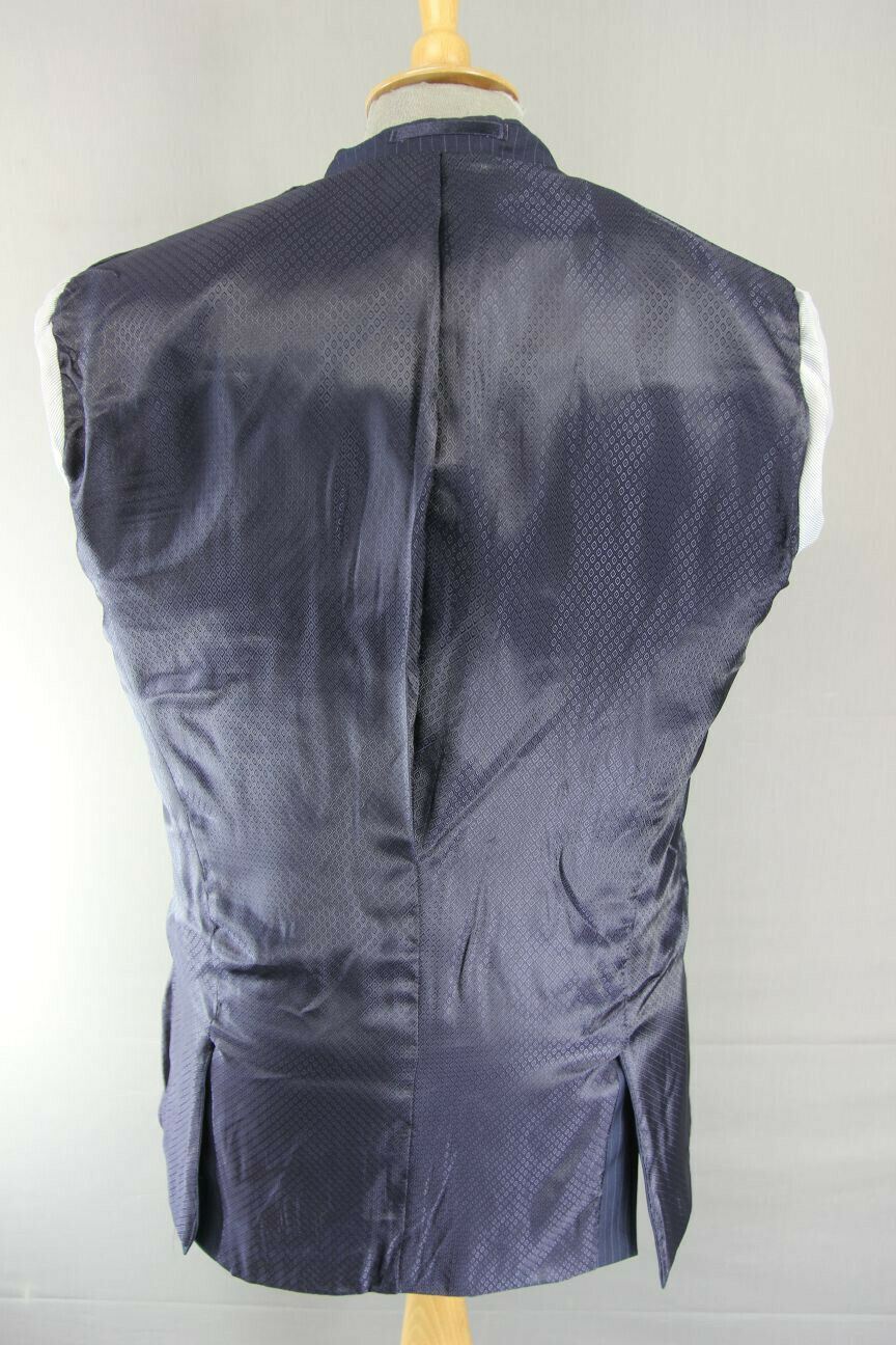 BRAND NEW WOOL BLEND DARK BLUE/NAVY PINSTRIPED JACKET: 38 INCH CHEST (LONG FIT)
