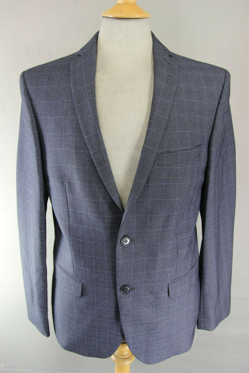 BRAND NEW CHECKED DARK BLUE/NAVY JACKET: 38 INCH CHEST (REGULAR FIT)