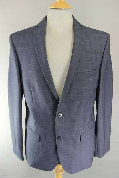 BRAND NEW CHECKED DARK BLUE/NAVY JACKET: 38 INCH CHEST (REGULAR FIT)