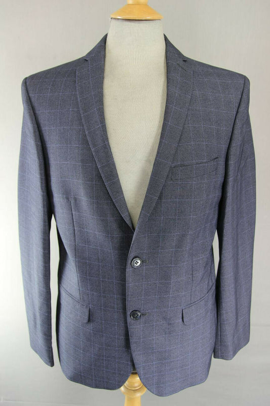 BRAND NEW CHECKED DARK BLUE/NAVY JACKET: 38 INCH CHEST (REGULAR FIT)