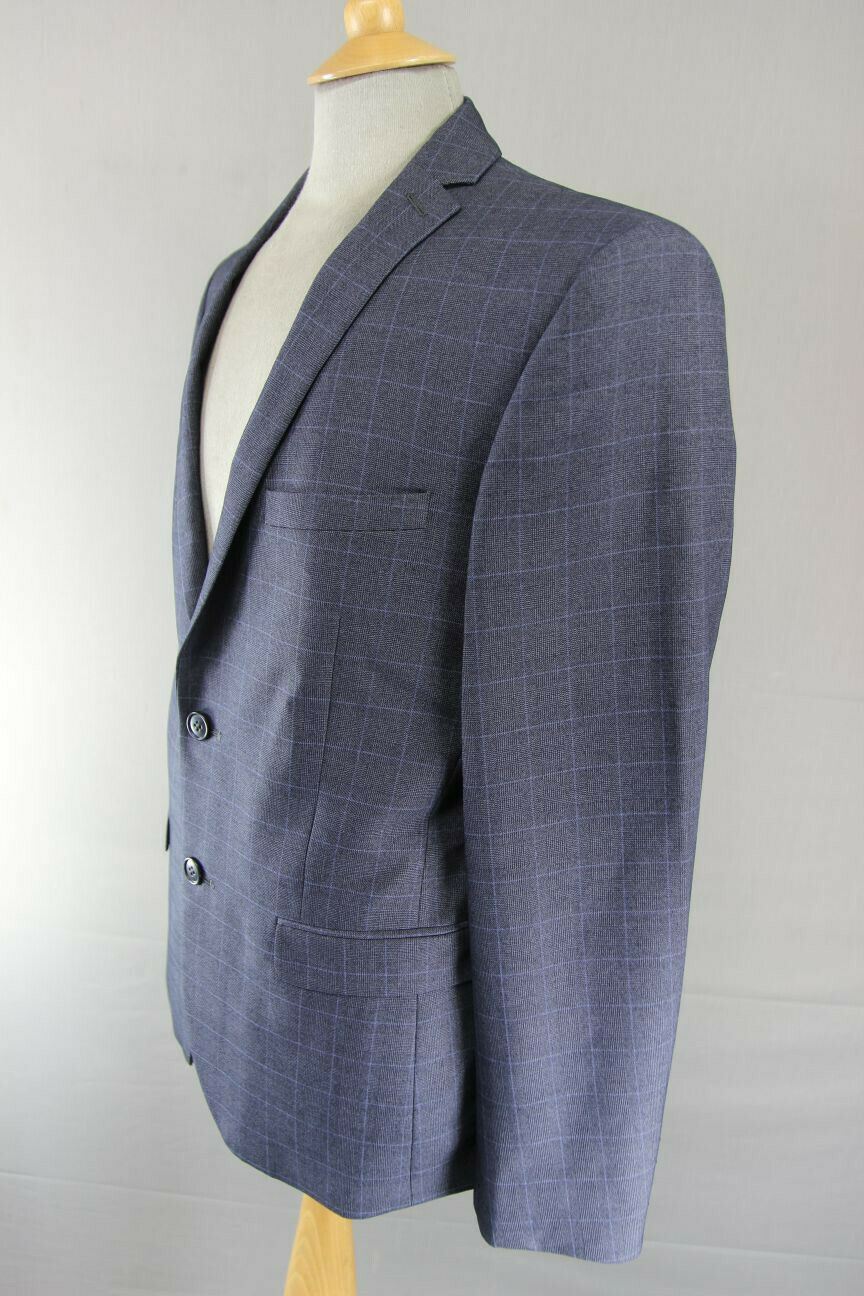 BRAND NEW CHECKED DARK BLUE/NAVY JACKET: 38 INCH CHEST (REGULAR FIT)