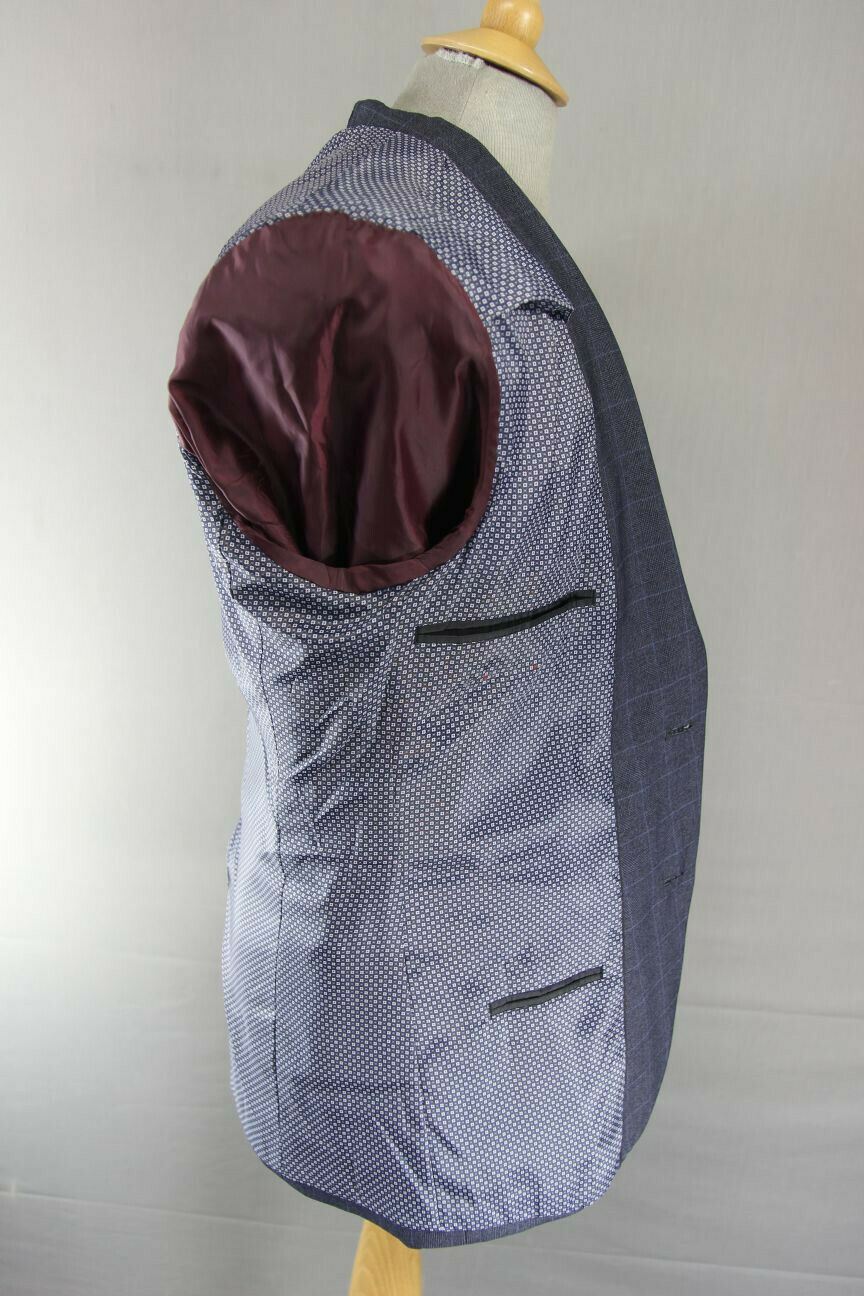 BRAND NEW CHECKED DARK BLUE/NAVY JACKET: 38 INCH CHEST (REGULAR FIT)