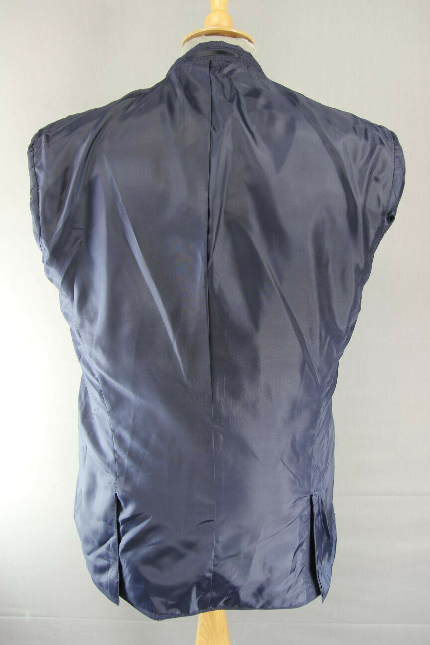 BRAND NEW DARK BLUE/NAVY CHECKED JACKET: 38 INCH CHEST (LONG, TAILORED FIT)