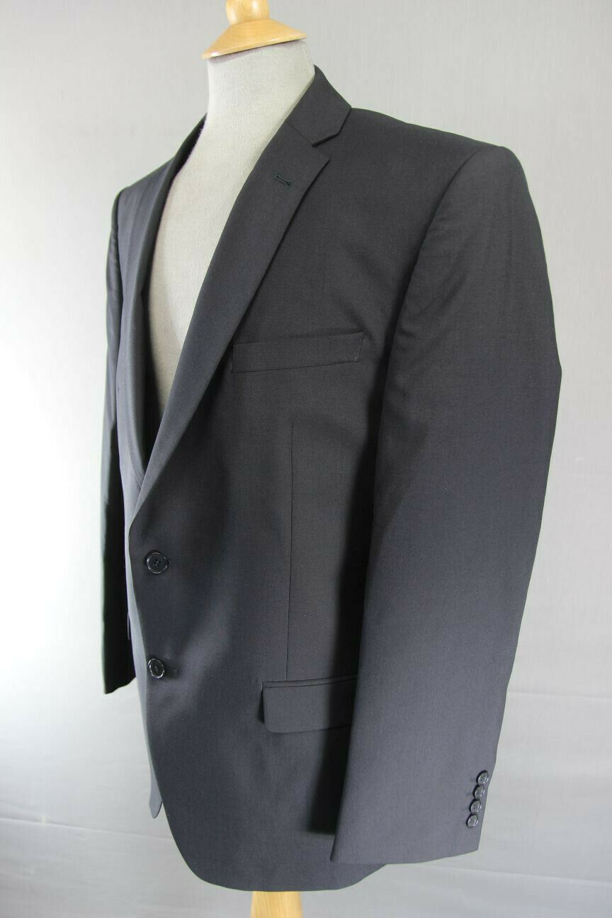 BRAND NEW WOOL RICH BLEND BLACK JACKET: 44 INCH CHEST (REGULAR OR LONG FIT)