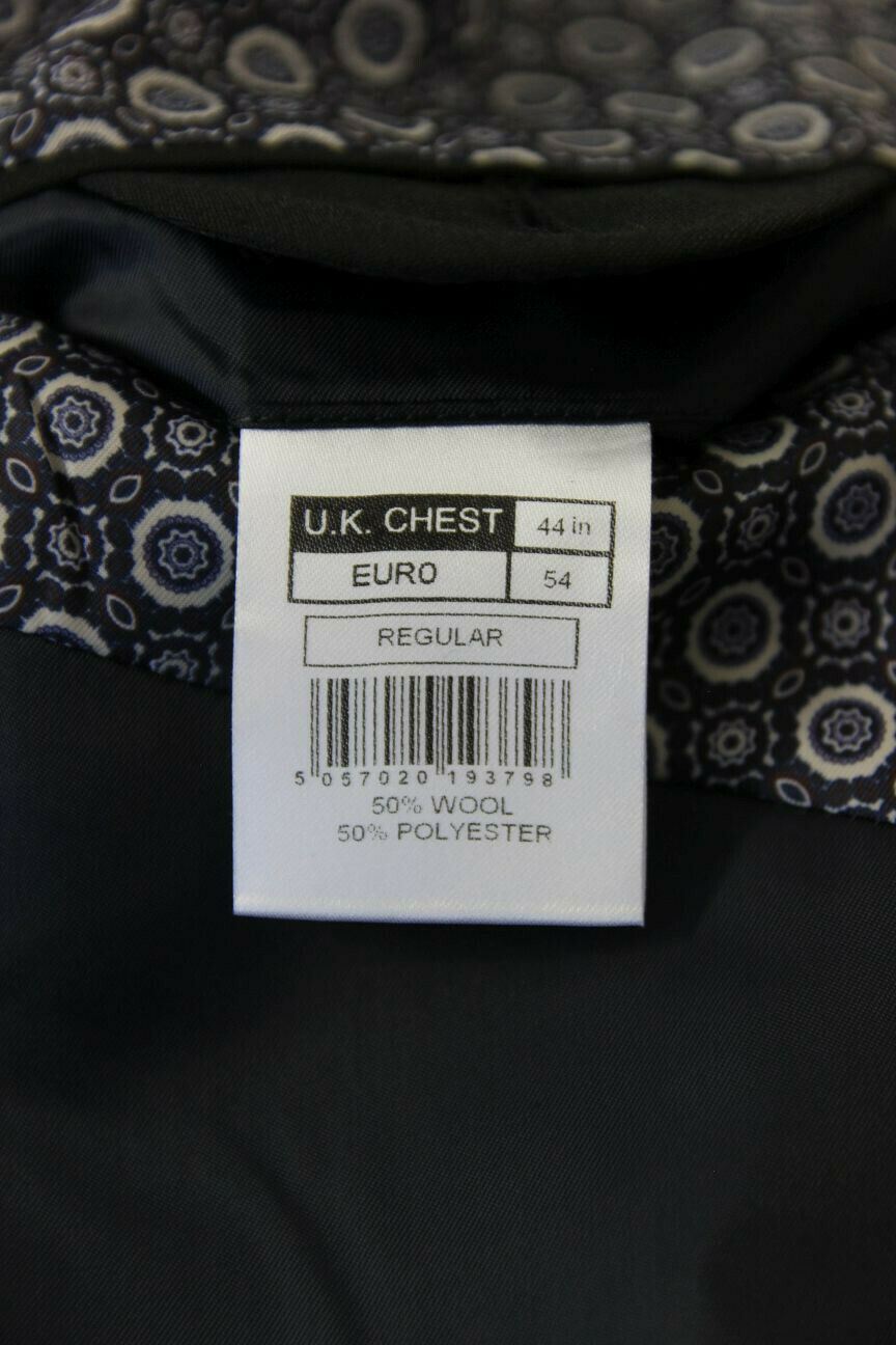 BRAND NEW WOOL RICH BLEND BLACK JACKET: 44 INCH CHEST (REGULAR OR LONG FIT)
