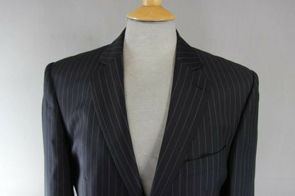BRAND NEW PURE WOOL BLACK PINSTRIPED JACKET: 38 INCH CHEST (REGULAR FIT)