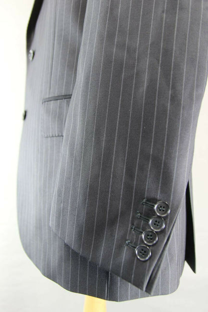 BRAND NEW PURE WOOL BLACK PINSTRIPED JACKET: 38 INCH CHEST (REGULAR FIT)