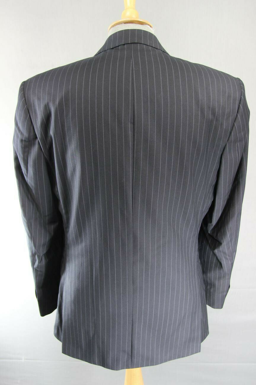 BRAND NEW PURE WOOL BLACK PINSTRIPED JACKET: 38 INCH CHEST (REGULAR FIT)