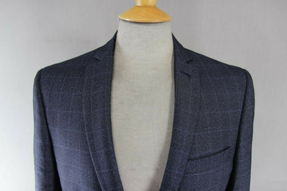 BRAND NEW DARK BLUE/NAVY CHECKED JACKET: 36 INCH CHEST (REGULAR FIT)