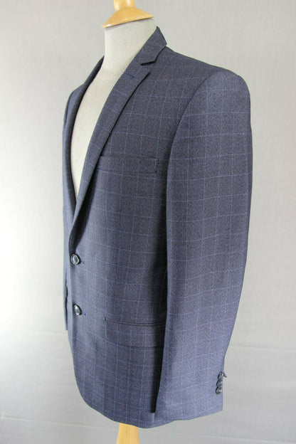 BRAND NEW DARK BLUE/NAVY CHECKED JACKET: 36 INCH CHEST (REGULAR FIT)