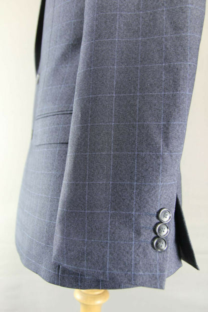BRAND NEW DARK BLUE/NAVY CHECKED JACKET: 36 INCH CHEST (REGULAR FIT)
