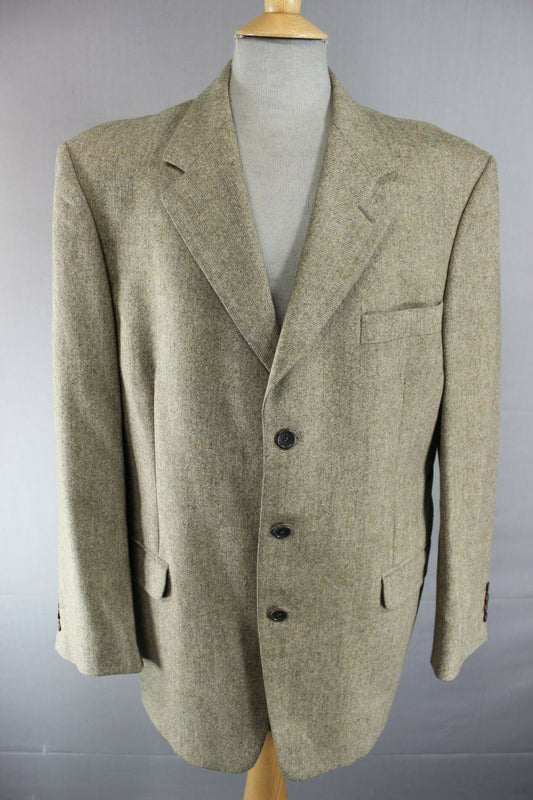 SUPERB PURE WOOL PIERRE CARDIN LIGHT BROWN TWEED JACKET 41 INCH