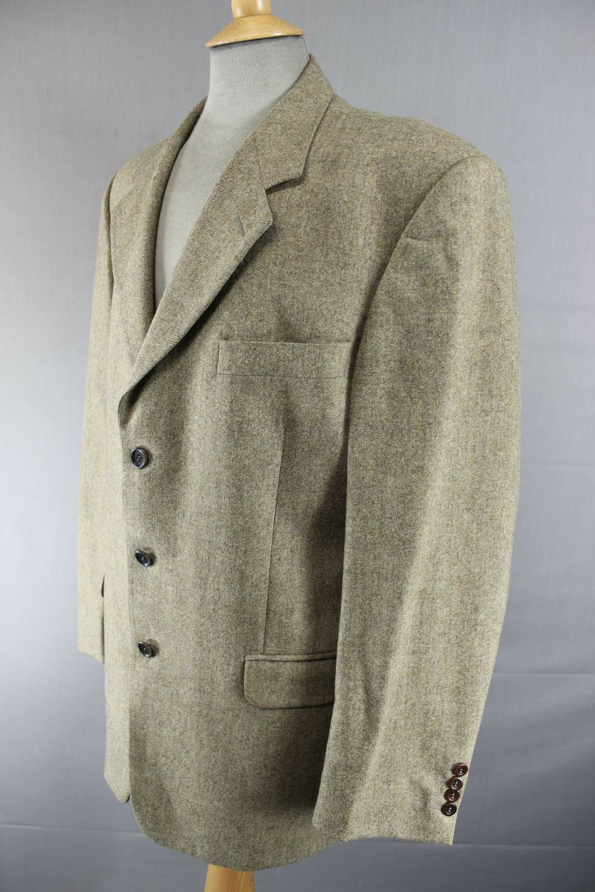 SUPERB PURE WOOL PIERRE CARDIN LIGHT BROWN TWEED JACKET 41 INCH