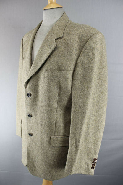 SUPERB PURE WOOL PIERRE CARDIN LIGHT BROWN TWEED JACKET 41 INCH