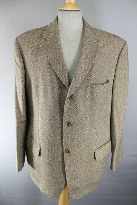 MARKS & SPENCER ITALIAN DARK BEIGE WOOL/CASHMERE JACKET 44 INCH (SHORT FIT)