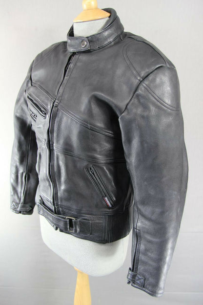 BRITISH DESIGNED & STYLED RHINO COWHIDE LEATHER BIKER JACKET WITH ARMOUR SIZE 14