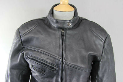 BRITISH DESIGNED & STYLED RHINO COWHIDE LEATHER BIKER JACKET WITH ARMOUR SIZE 14