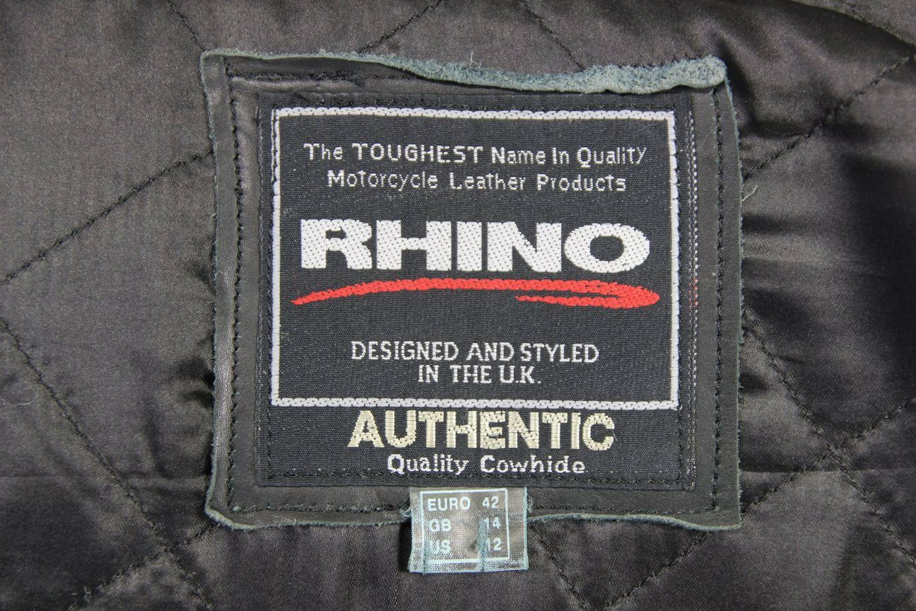 BRITISH DESIGNED & STYLED RHINO COWHIDE LEATHER BIKER JACKET WITH ARMOUR SIZE 14
