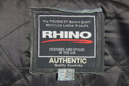 BRITISH DESIGNED & STYLED RHINO COWHIDE LEATHER BIKER JACKET WITH ARMOUR SIZE 14