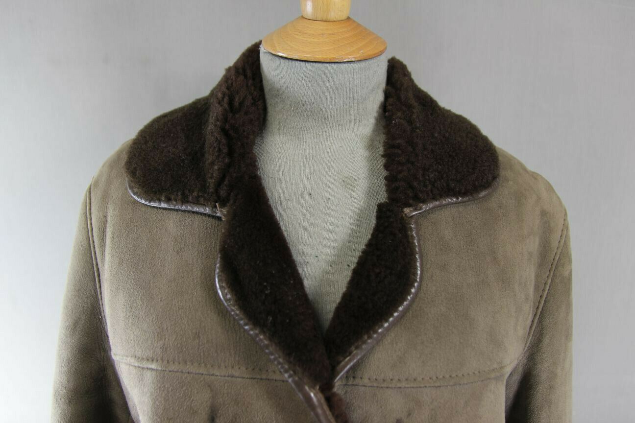 VINTAGE 1970's SKINFLAIR LIGHT BROWN SUEDE LEATHER SHEEPSKIN LINED COAT SIZE 12