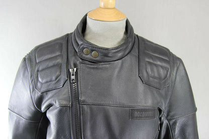 CLASSIC BRITISH MADE SPORTEX DOLOMITE BLACK LEATHER BIKER JACKET 38 INCH