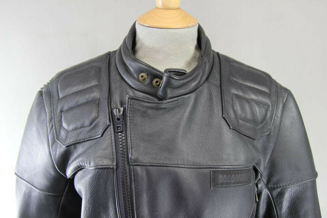 CLASSIC BRITISH MADE SPORTEX DOLOMITE BLACK LEATHER BIKER JACKET 38 INCH