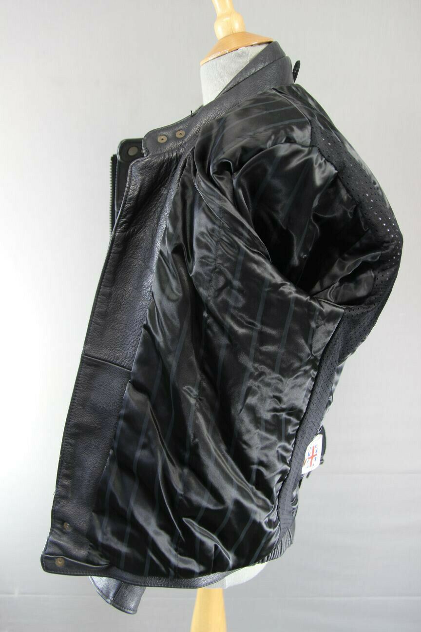CLASSIC BRITISH MADE SPORTEX DOLOMITE BLACK LEATHER BIKER JACKET 38 INCH