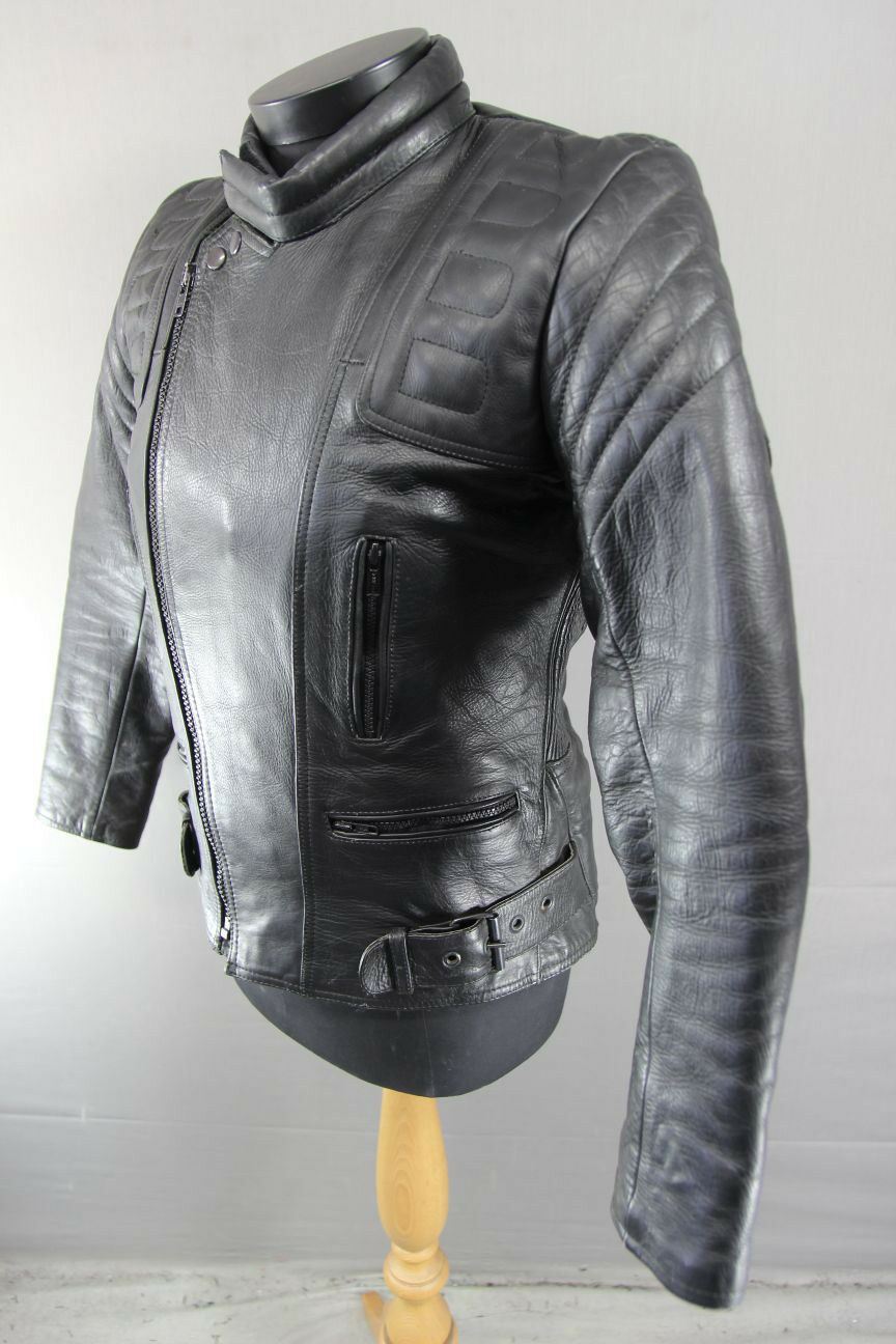 CLASSIC BLACK JT'S LEATHER BIKER JACKET 36 INCH