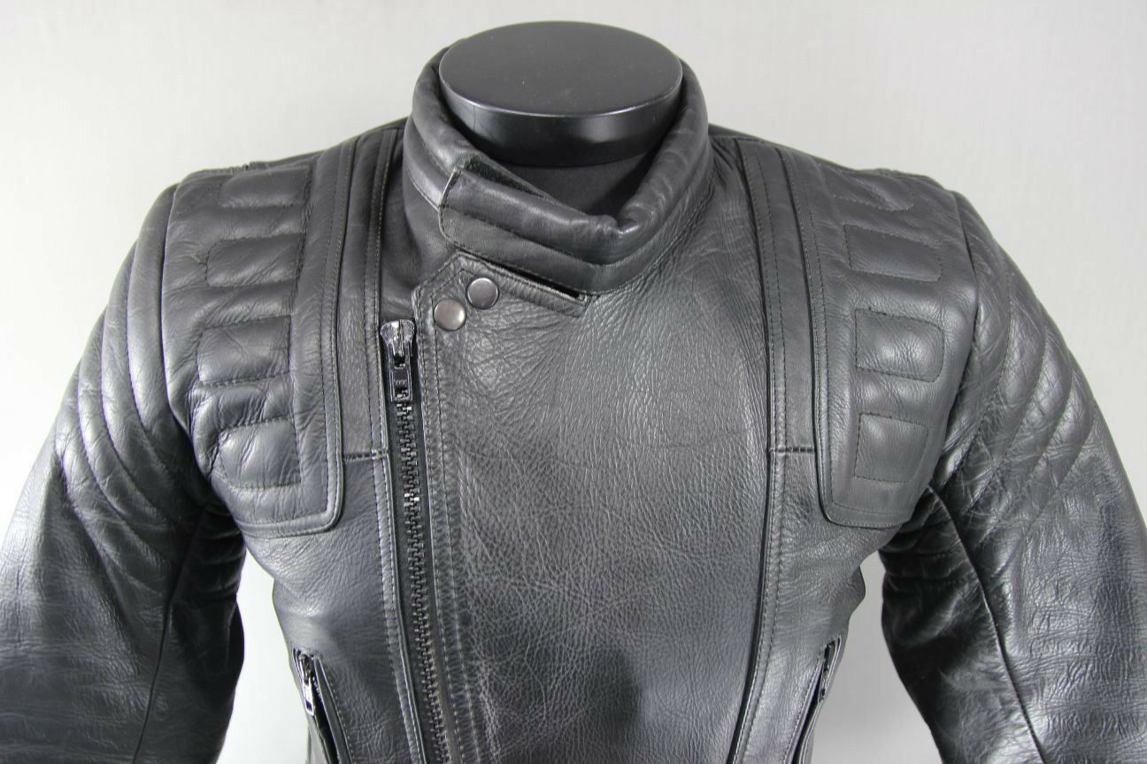 CLASSIC BLACK JT'S LEATHER BIKER JACKET 36 INCH
