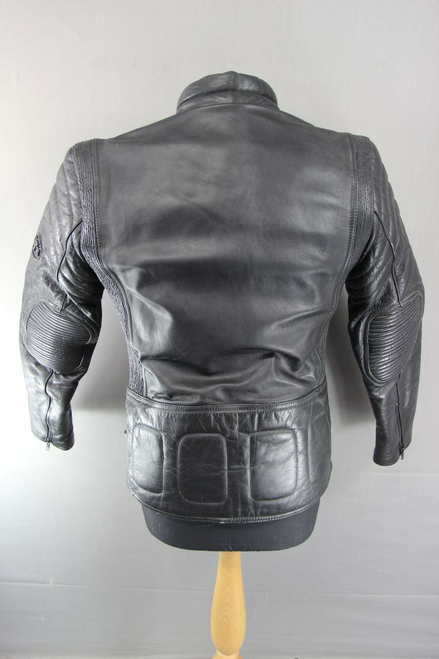 CLASSIC BLACK JT'S LEATHER BIKER JACKET 36 INCH