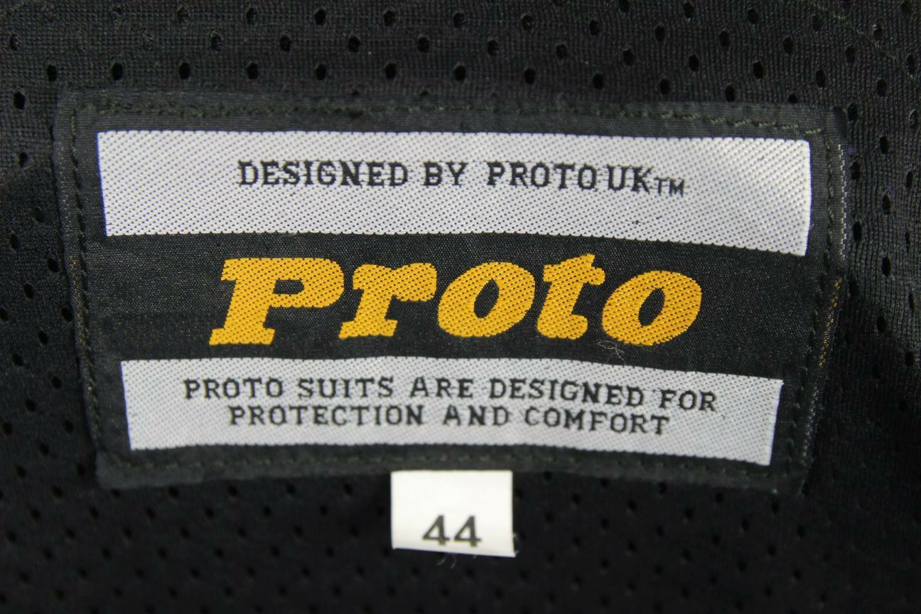 PROTO SILVER & BLUE LEATHER BIKER JACKET WITH BACK, SHOULDER & ELBOW ARMOUR 42IN