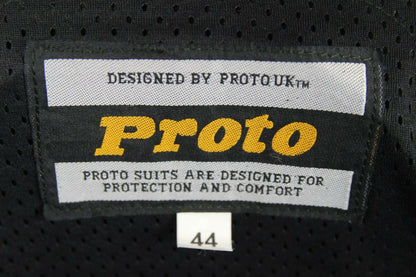 PROTO SILVER & BLUE LEATHER BIKER JACKET WITH BACK, SHOULDER & ELBOW ARMOUR 42IN