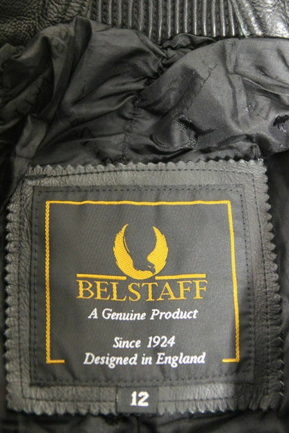 BELSTAFF BLACK LEATHER BIKER TROUSERS SIZE 12: WAIST 24 INCHES/LEG 30 INCHES