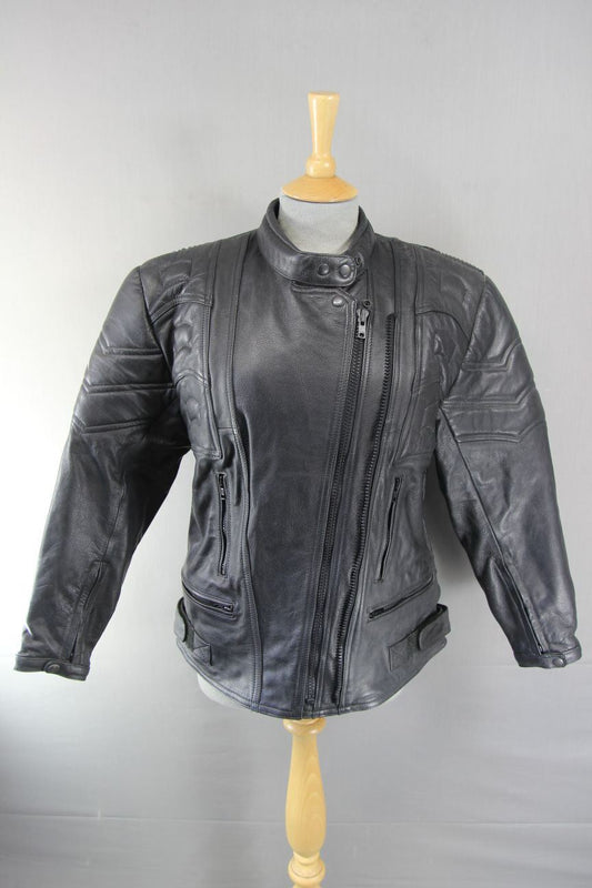 CLASSIC BLACK ACE LEATHERS BIKER JACKET SIZE 18/36 INCH