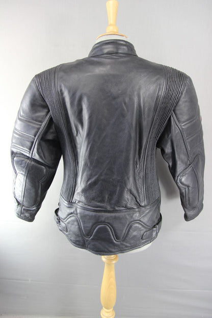 CLASSIC BLACK ACE LEATHERS BIKER JACKET SIZE 18/36 INCH