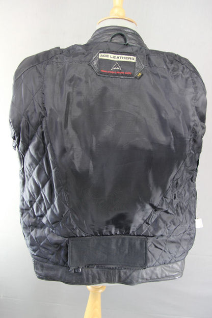 CLASSIC BLACK ACE LEATHERS BIKER JACKET SIZE 18/36 INCH