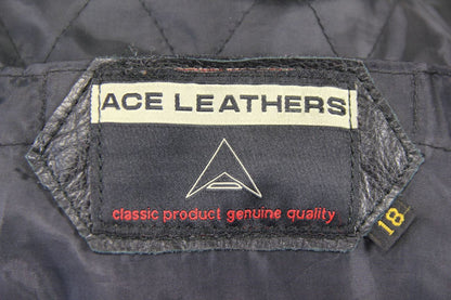 CLASSIC BLACK ACE LEATHERS BIKER JACKET SIZE 18/36 INCH