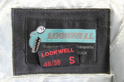 LOOKWELL BLACK & SILVER LEATHER BIKER JACKET WITH CE ARMOUR & THERMAL LINING 38"