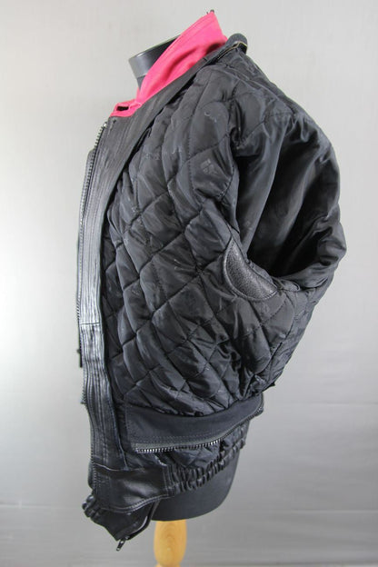 SUPERB IXS BLACK & PINK LEATHER BIKER JACKET 40 INCH