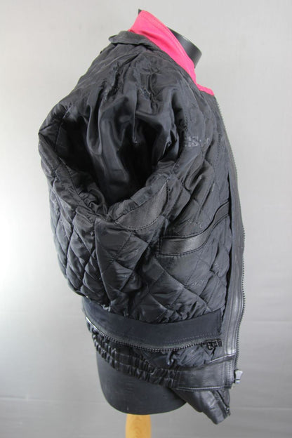 SUPERB IXS BLACK & PINK LEATHER BIKER JACKET 40 INCH